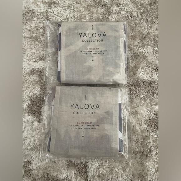 NEW Anthropologie Yalova Collection Euro Sham Pillow Case Set of 2